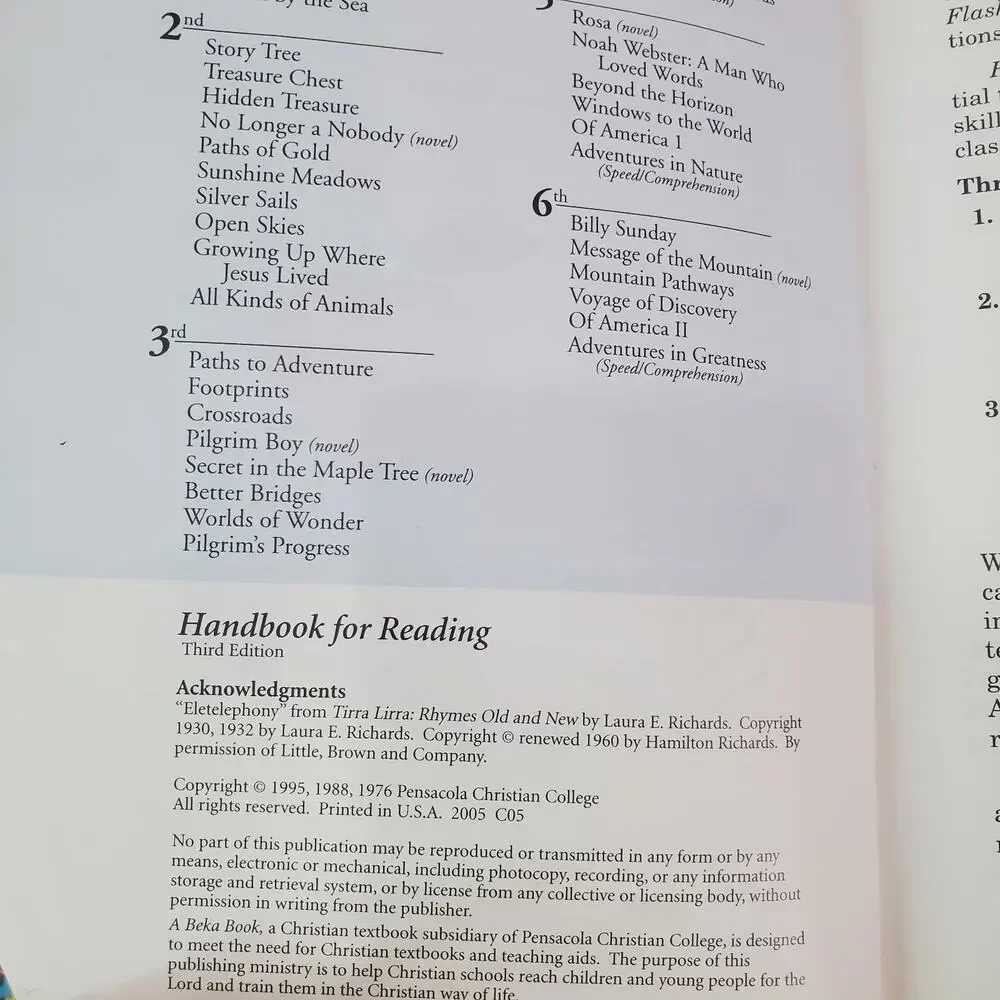 A Beka Book HANDBOOK FOR READING Lot Of 3 Third Edition, First Grade Homeschool